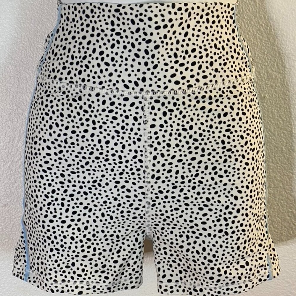 White Fox Active Black & White with Light Blue Piping Athletic Bike Shorts XS